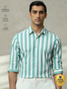 MUFTI Men Striped Casual Blue White Shirt