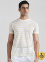 MUFTI Striped Men Round Neck Yellow T-Shirt