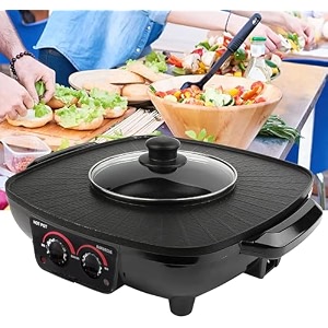 double layer korean barbecue hot pot integrated cooker electric baking pan smokeless split shabu shabu bbq pot