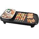 Electric Hot Pot and Smokeless Grill with Temperature Control,Korean BBQ shabu shabu hot pot | 2 In 1 Hot Pot And Grill | BBQ Grill for Simmer Boil Fry Roast (Rectanguler)