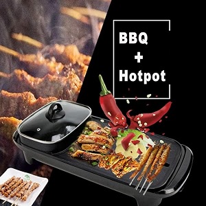 portable electric grill electric baking pan portable smokefree electric barbecue grill indoor large capacity hot pot household safe non-stick pan electric grill with adjustments for 3-8 people