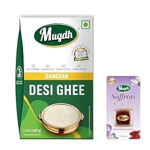 mugdh 100 pure daanedaar desi ghee with good taste  naturally improves digestion and boosts immunity - 1 litre desi ghee  kesar