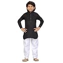 MUHURATAM Boy's Regular Tunic Shirt (PS-JK-102_Black-White 4)