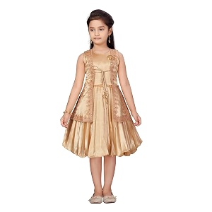 MUHURATAM Girls Silk Fit and Flare Knee-Length
