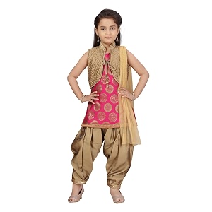 muhuratam Girls Silk Self Design Salwar Suit