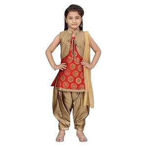 muhuratam Girls Silk Self Design Salwar Suit