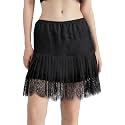 Women Lace Mini Skirt Pleated Layered Ruffle Lace Slip Skirts