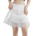 Women Lace Mini Skirt Pleated Layered Ruffle Lace Slip Skirts