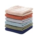 MUKIN Cotton Towel for Baby, Soft Face Cloths, Newborn Absorbent Bath Wipes, Muslin Washcloth Burp Cloths or Towels, Pack of 6, 12x12 inches (Multicolor)