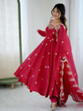 MULANIENT Embroidered Kurta TrouserPant Dupatta Set