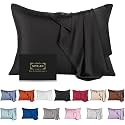 Mulberry Silk Pillowcase for Hair and Skin,Cooling Silk Pillow Case with Hidden Zipper,Allergen Proof Dual Sides Soft Breathable Smooth Silk Pillow Cover for Women (Black,Toddler)