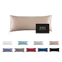Mulberry Silk Pillowcase for Hair and Skin,Cooling Silk Pillow Case with Hidden Zipper,Allergen Proof Dual Sides Soft Breathable Smooth Silk Pillow Cover for Women (Champagne, Body)