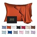 Mulberry Silk Pillowcase for Hair and Skin,Cooling Silk Pillow Case with Hidden Zipper,Allergen Proof Dual Sides Soft Breathable Smooth Silk Pillow Cover for Women (Orange, Toddler)