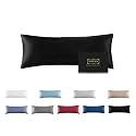 Mulberry Silk Pillowcase for Hair and Skin,Cooling Silk Pillow Case with Hidden Zipper,Allergen Proof Dual Sides Soft Breathable Smooth Silk Pillow Cover for Women (Black, Body)