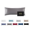 Mulberry Silk Pillowcase for Hair and Skin,Cooling Silk Pillow Case with Hidden Zipper,Allergen Proof Dual Sides Soft Breathable Smooth Silk Pillow Cover for Women (Dark Gray, Body)