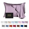 Mulberry Silk Pillowcase for Hair and Skin,Cooling Silk Pillow Case with Hidden Zipper,Allergen Proof Dual Sides Soft Breathable Smooth Silk Pillow Cover for Women (Pink Purple,Queen)