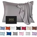 Mulberry Silk Pillowcase for Hair and Skin,Cooling Silk Pillow Case with Hidden Zipper,Allergen Proof Dual Sides Soft Breathable Smooth Silk Pillow Cover for Women (Dark Gray,Toddler)