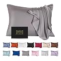 Mulberry Silk Pillowcase for Hair and Skin,King Size Cooling Silk Pillow Case with Hidden Zipper,Allergen Proof Dual Sides Soft Breathable Smooth Silk Pillow Cover for Women(King,Dark Gray)