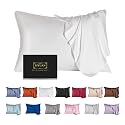 Mulberry Silk Pillowcase for Hair and Skin,King Size Cooling Silk Pillow Case with Hidden Zipper,Allergen Proof Dual Sides Soft Breathable Smooth Silk Pillow Cover for Women(King,White)