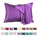 Mulberry Silk Pillowcase for Hair and Skin,King Size Cooling Silk Pillow Case with Hidden Zipper,Allergen Proof Dual Sides Soft Breathable Smooth Silk Pillow Cover for Women(King,Purple)