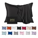 Mulberry Silk Pillowcase for Hair and Skin,King Size Cooling Silk Pillow Case with Hidden Zipper,Allergen Proof Dual Sides Soft Breathable Smooth Silk Pillow Cover for Women(King,Black)
