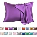Mulberry Silk Pillowcase for Hair and Skin,Queen Size Cooling Silk Pillow Case with Hidden Zipper,Allergen Proof Dual Sides Soft Breathable Smooth Silk Pillow Cover for Women(Queen,Purple)