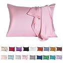 Mulberry Silk Pillowcase for Hair and Skin,Standard Size Cooling Silk Pillow Case with Hidden Zipper,Allergen Proof Dual Sides Soft Breathable Smooth Silk Pillow Cover for Women(Queen,Pink)