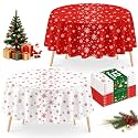Mulbozy 12 Pcs Christmas Tablecloth Red and White Snowflake Winter Round