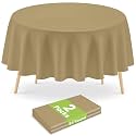 Mulbozy 2 Pcs Gold Table Cloth, Disposable Round 84 Inch