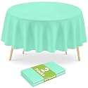 Mulbozy 2 Pcs Mint Green Round Plastic Tablecloth Disposable
