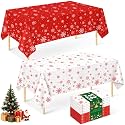 Mulbozy Christmas Tablecloth Red and White Snowflake Winter Rectangle 12Pcs