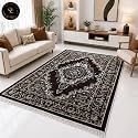 Multi Color Area Rug 4x5 Feet - Compact Floral Living Room Carpet | Anti-Slip Small Bedroom Floor Rug