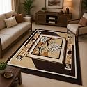 Multi Color Area Rug 7x10 Feet - Soft Floral Living Room Carpet | Anti-Slip Bedroom Floor Rug