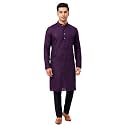 Multi Colored Cotton Plain Men's Ethnic Kurta Only