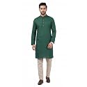 Multi Colored Cotton Plain Men's Ethnic Kurta Only