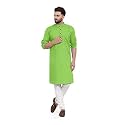 Multi Colored Cotton Plain Men's Ethnic Kurta Only