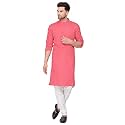 Multi Colored Cotton Plain Men's Ethnic Kurta Only