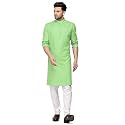 Multi Colored Cotton Plain Men's Ethnic Kurta Only