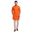 Multi Colored Cotton Plain Men's Ethnic Kurta Only