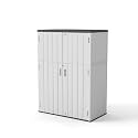 Multi-Function Gray Storage Tower, Measuring 52x28x69 Inches - A Weatherproof Solution for Organizing Tall Tools and Storage