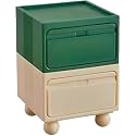 Multi-Functional 2-Tier Stackable Plastic Side Table with 2 Drawers, Small Nightstand &amp; Coffee Table for Home Storage - Practical &amp; Stylish (Multi-Colored)