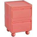 Multi-Functional 2-Tier Stackable Plastic Side Table with 2 Drawers - Compact Nightstand &amp; Small Coffee Table for Home Storage (Multi-Colored)