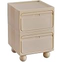 Multi-Functional 2-Tier Stackable Plastic Side Table with 2 Drawers - Compact Nightstand &amp; Small Coffee Table for Home Storage (Multi-Colored)