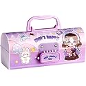 Multi-Functional Pencil Box with Double Password Lock, Stationary Organizer Case, Suitcase Style Pencil Case for Boys &amp; Girls (Nini Happy Girl Pencil Box)
