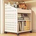 Multi-Layer Rolling Book Cart with Wheels, Mobile Under Desk Bookshelf, Versatile Slide-Out Utility Cart for Home, Office, Living Room &amp; School (15.75"x11.81"x21.26", Wood Finish)