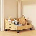 Multi-Layer Rolling Book Cart with Wheels - Mobile Under Desk Bookshelf, Versatile Utility Cart for Home, Office, Living Room, School (15.75" x 11.81" x 21.26", Wood Finish)