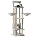 Multi-Level Cat Tree Tower, 64-Inch Tall, with Scratching Posts, Hammocks and Condo, Grey (FURR-88 - Grey)