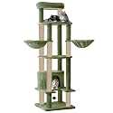 Multi-Level Cat Tree Tower, 64-Inch Tall, with Scratching Posts, Hammocks and Condo, Grey (FURR-88 - Green)