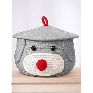 multi-purpose cute jute basket with lid storage baskets for bathroom living room amp kitchen organiser box vanity box first aid box grey