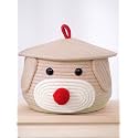Multi-Purpose Cute Jute Basket with Lid Storage Baskets for Bathroom Living Room &amp; Kitchen Organiser Box Vanity Box First Aid Box (beige)